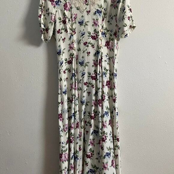 Vintage 80s90s floral midi dress - Picture 2 of 5